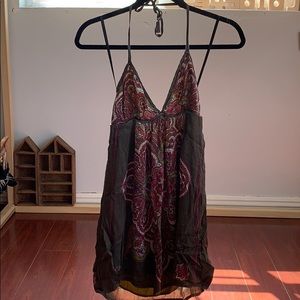 Bebe Dark Green Printed Halter Dress